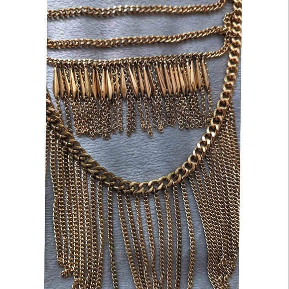 Gold Layered Statement Necklace - Picture 2 of 2